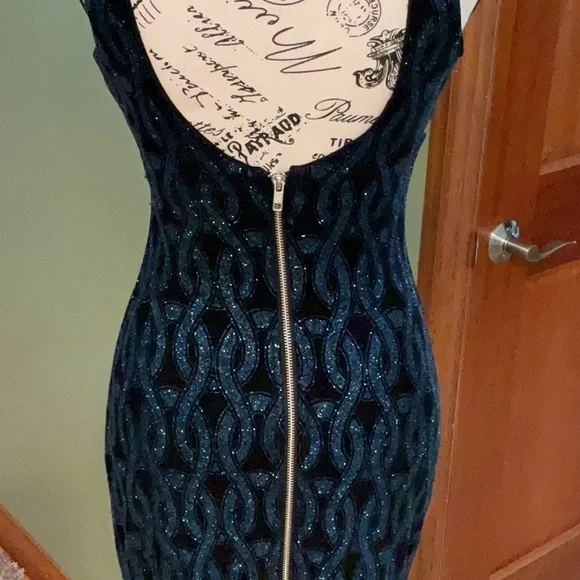 Speechless Black and Blue Halter Sheath Mini Dress, Size 3 - Picture 5 of 7